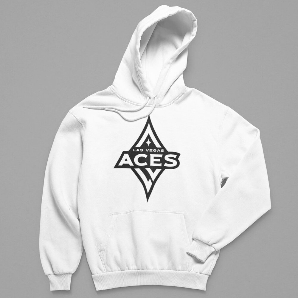 NEW Las Vegas Aces Team Color Monochrome Pop Fleece Pullover Hoodie WHITE